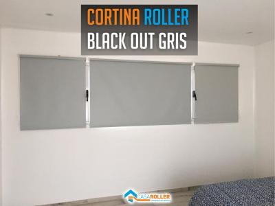  Cortinas Roller BlackOut Gris en pilar
