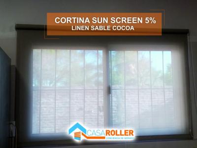 Cortinas Roller Sun screen 5% Linen Sable Cocoa y Black Out Natural