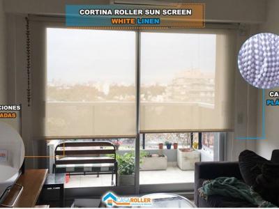 Cortinas Roller Translucidas Sun Screen 5%White Linen Villa Parque
