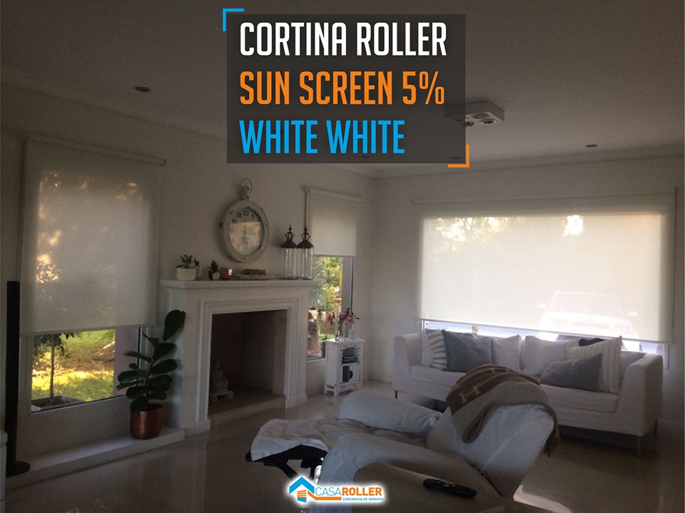 Cortina Roller Sun Screen 5% White White en Belgrano