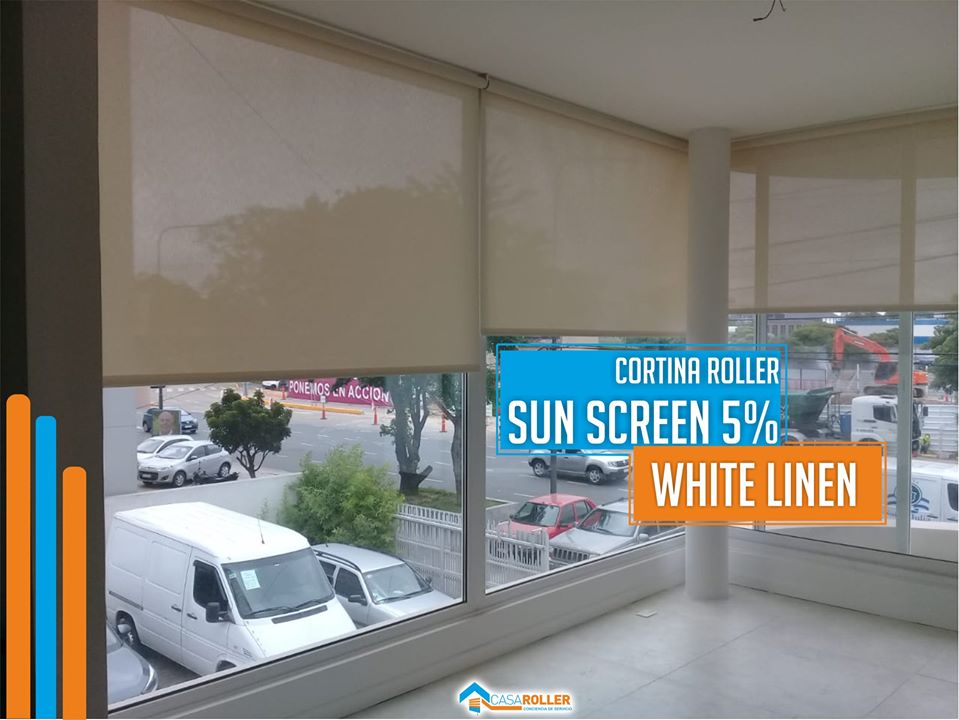 Cortina Roller Sun Screen 5% White Linen en Vicente Lopez