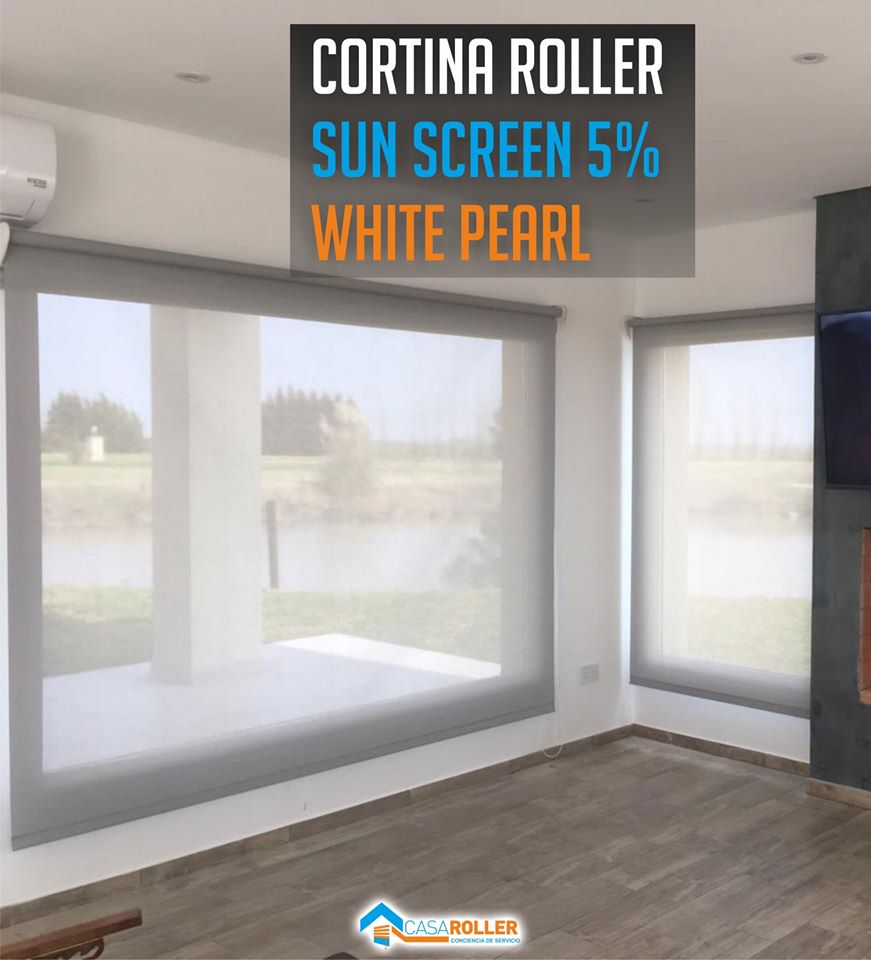 Cortina Roller SunScreen 5% White Pearl en Pilar 